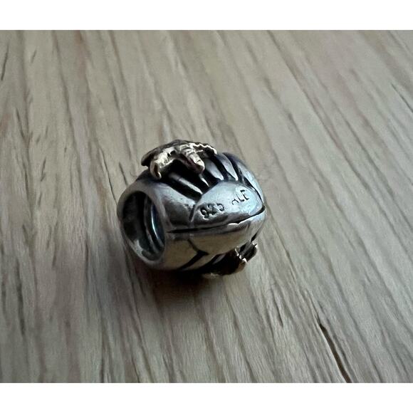 Authentic Pandora Silver & 14k Gold Shell Seashore Charm Starfish Bead 790249 - Picture 3 of 3